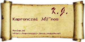 Kapronczai János névjegykártya